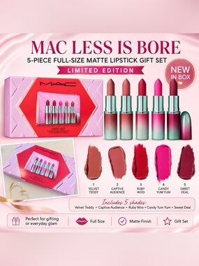 MAC Less is Bore 5-Piece Full-Size Matte Lipstick Gift Set (Limited Edition)
